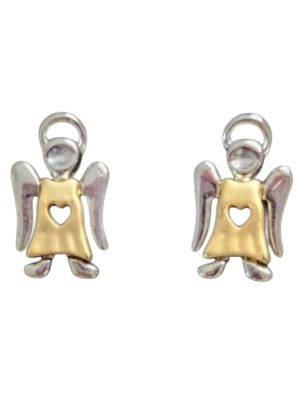 Angel Earrings Heart Design Silver Gold Tone
